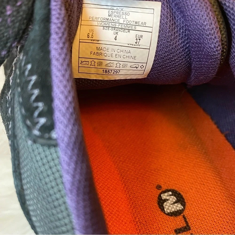 Merrell Black & Purple Sneakers Size 6.5